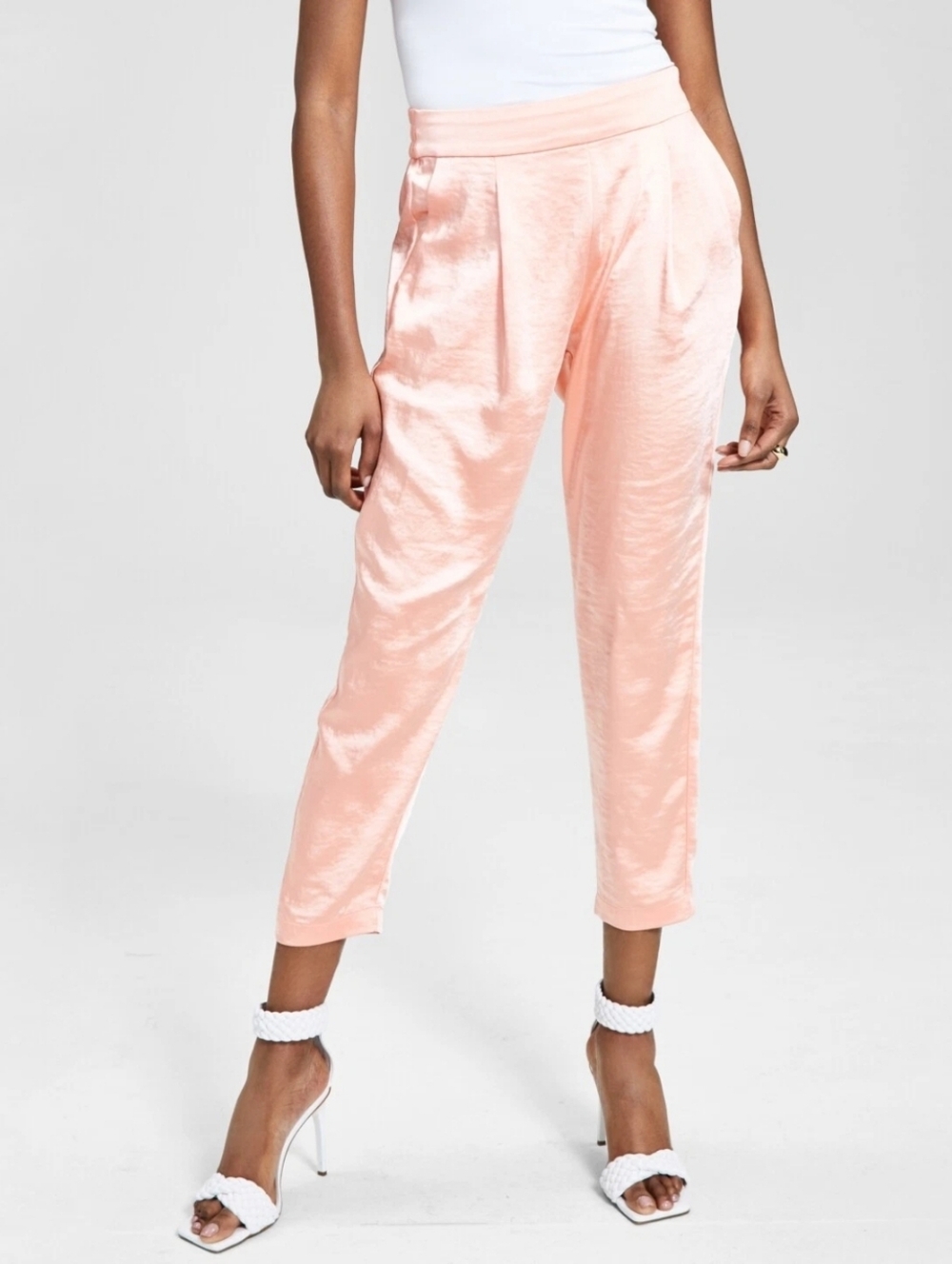 INC International Concepts Pants Tapered-Leg Ankle Slacks 10 First Blush